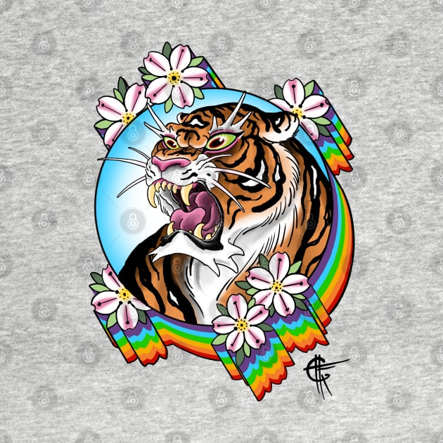 Rainbow Tiger by Hori Chou Tattoo